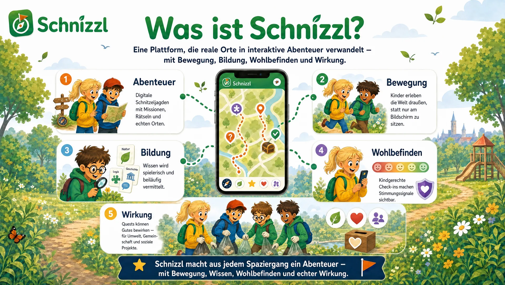 Was ist Schnizzl: Abenteuer, Bewegung, Bildung, Wohlbefinden, Wirkung